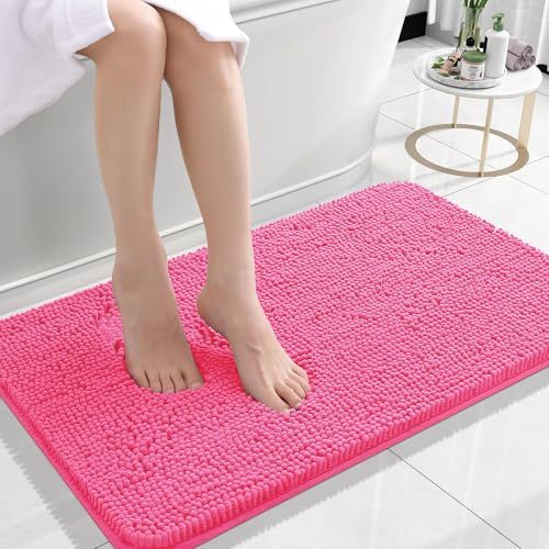Rugava Bathroom Rugs 24x16, Extra Soft Absorbent Chenille Bath Rugs, Rubber Backing Quick Dry, Machine Washable Bath Mats for Bathroom Floor, Tub and Shower, Home Decor Accessories, Ochre