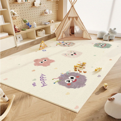Rugava Cartoon Colorful Pom-Pom Carpet for Children's Room Baby Reading Area Entertainment Play Mat Bedroom Full Carpet