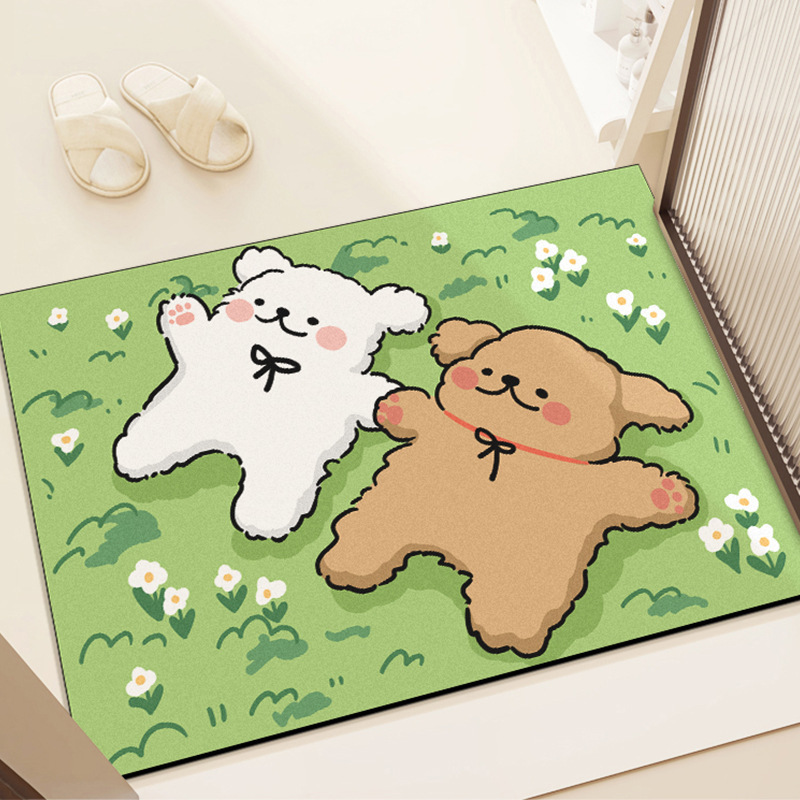 Cartoon Bathroom Mat, Dirt-Resistant Absorbent Mat for Bathroom, Entryway Diatomaceous Earth Mat, High-End Bathroom Non-Slip Mat