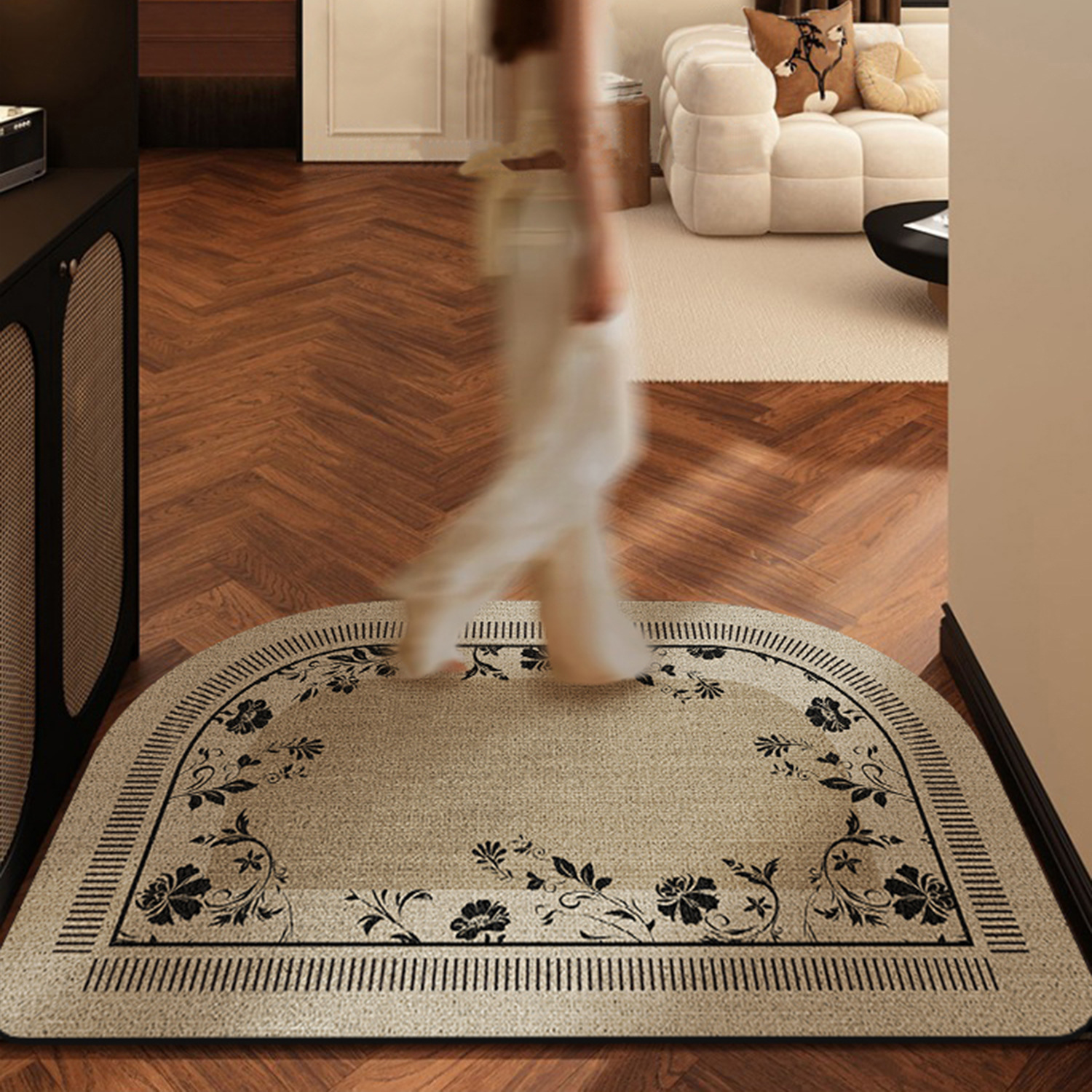 Vintage High-End Style Mid-Century Silk Loop Entrance Door Mat Home Entrance Dirt-Resistant Non-Slip Foot Mat Customizable