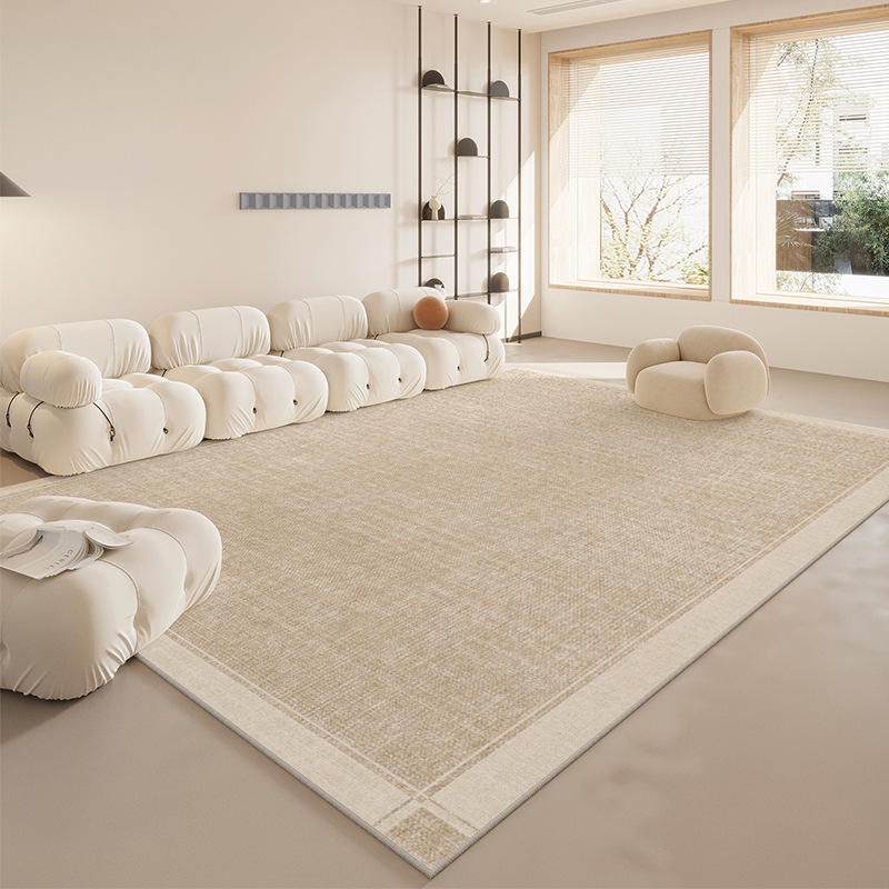 Solid Color Carpet for Living Room, Stain Resistant, Easy to Clean, No Washing Needed, Light Luxury Plain Color, Standard for Large Homes, Sofa Rug, Bedroom Floor Mat