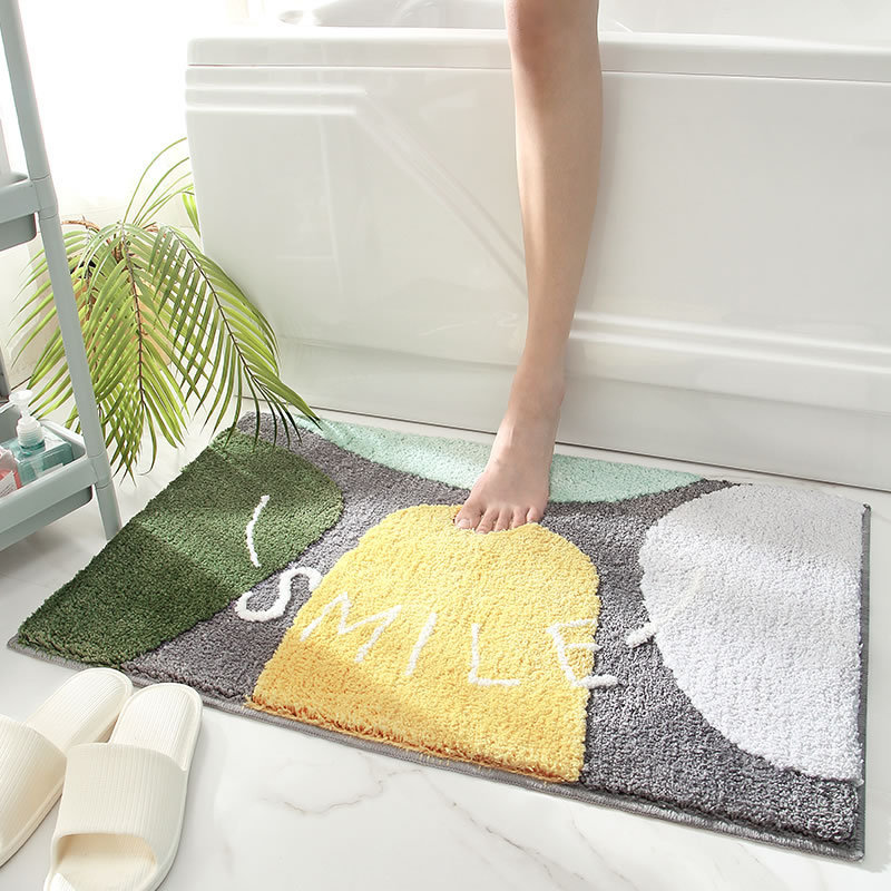 Dajiang Cross-Border INS Style Floral Bathroom Mat Strong Water Absorption Non-Slip Mat Flocked Home Bathroom Quick-Dry Foot Mat
