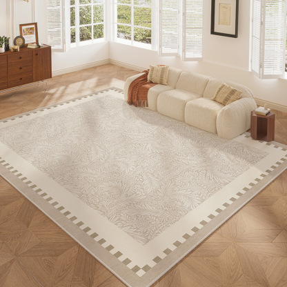 French Style Carpet for Living Room, Stain Resistant and Easy to Clean, Full Loop Pile for Bedroom, Waterproof Carpet for Home Use, Suitable for Coffee Table and Sofa, Large Area