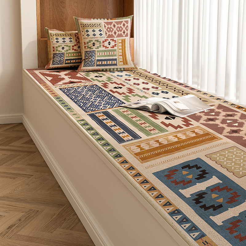 Rugava Ethnic Style Bay Window Cushion All-Season Universal Balcony Tatami Seat Cushion Customizable Bedroom Windowsill Mat Non-Slip