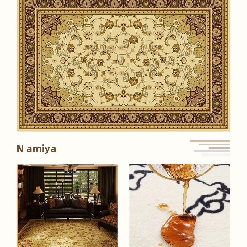 Moroccan Style High-End American Living Room Carpet Sofa Rug Winter Plush Luxurious Classical Thickened Coffee Table Rug