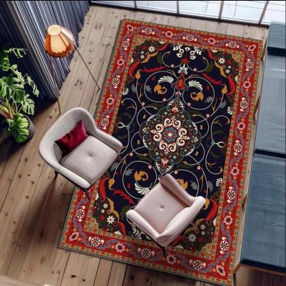 Loop Pile Turkish Vintage Carpet European Style Living Room Persian Carpet Bedroom Sofa Coffee Table Bedside Ethnic Style Rug