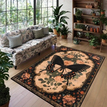 Nordic Retro Living Room Carpet American Style Home Non-Slip Sofa Coffee Table Rug Bedroom Stain-Resistant Bedside Rug