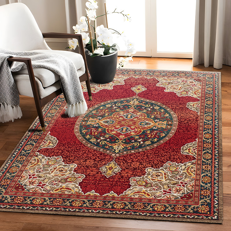 Foldable Washable Living Room Carpet TEMU Cross-border Amazon Manufacturer Wholesale Vintage American Style Non-slip Floor Mat
