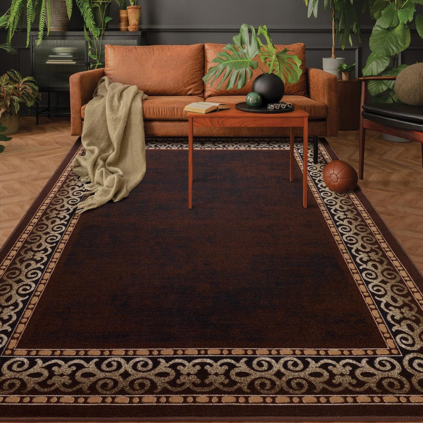 Light Luxury Printed Carpet for Living Room, Stain-Resistant Full Carpet for Bedroom, Ready Stock Decorative Carpet