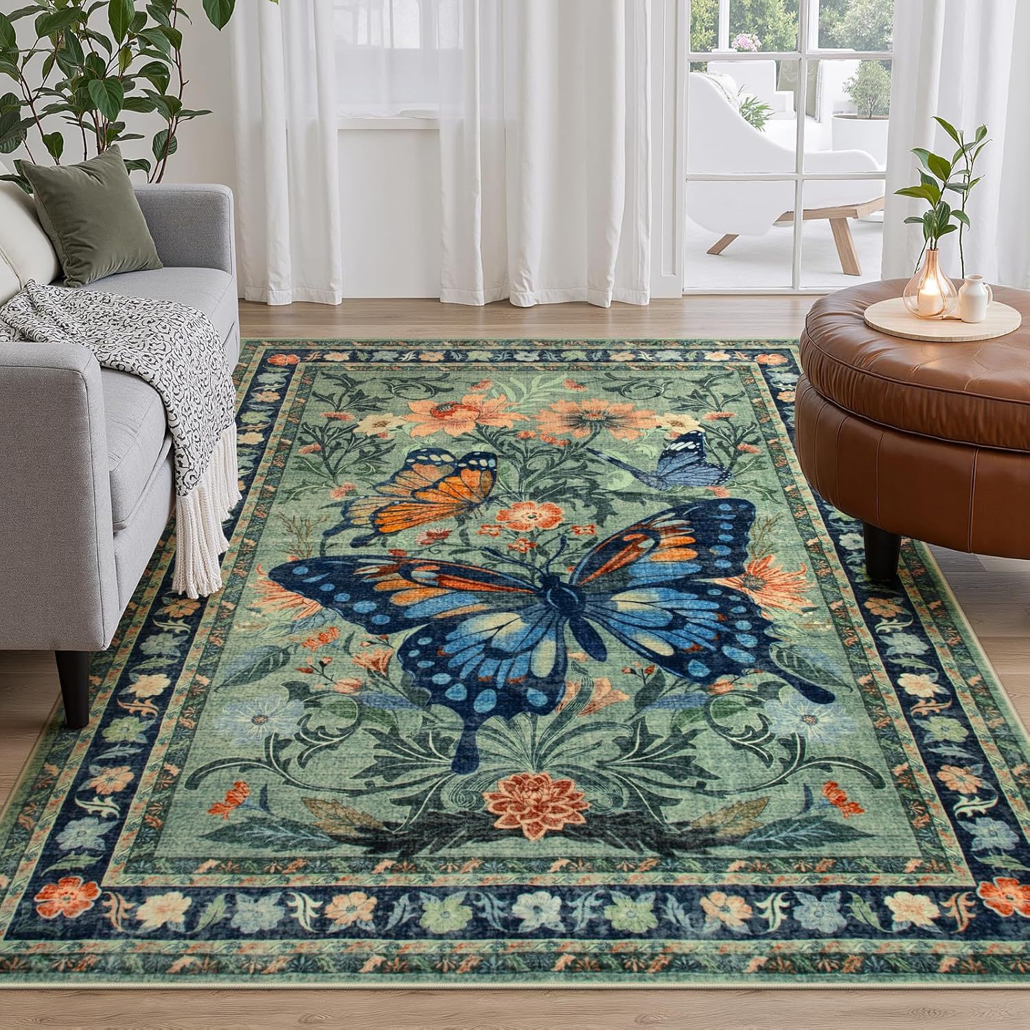 Rugava Vintage Floral Carpet Living Room Carpet Bedroom Bedside Rug Sofa Coffee Table Rug Hotel Machine washable Carpet Wholesale