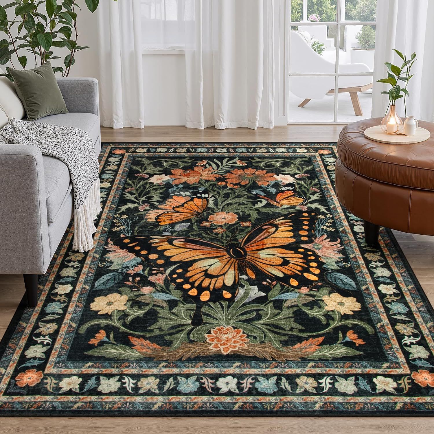Rugava Vintage Floral Carpet Living Room Carpet Bedroom Bedside Rug Sofa Coffee Table Rug Hotel Machine washable Carpet Wholesale