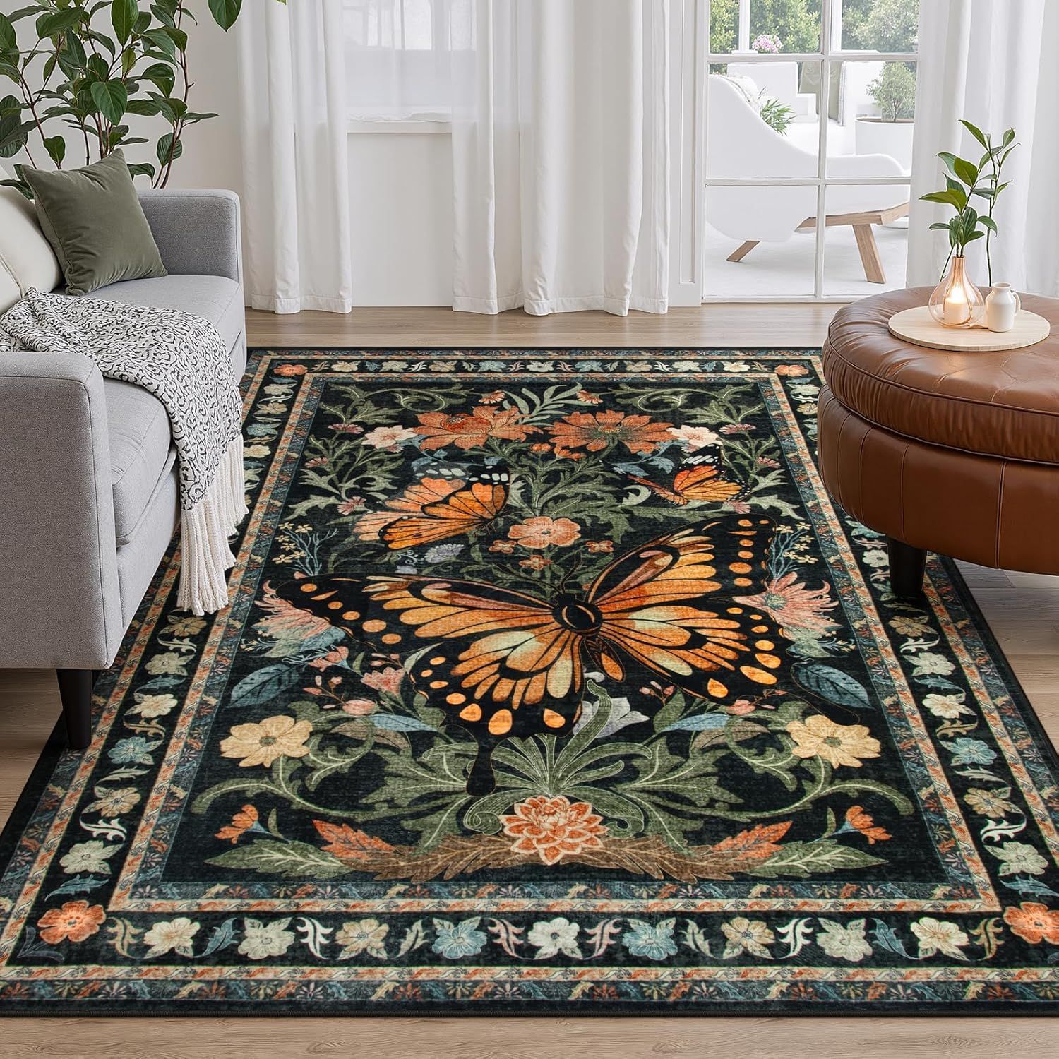 Rugava Vintage Floral Carpet Living Room Carpet Bedroom Bedside Rug Sofa Coffee Table Rug Hotel Machine washable Carpet Wholesale