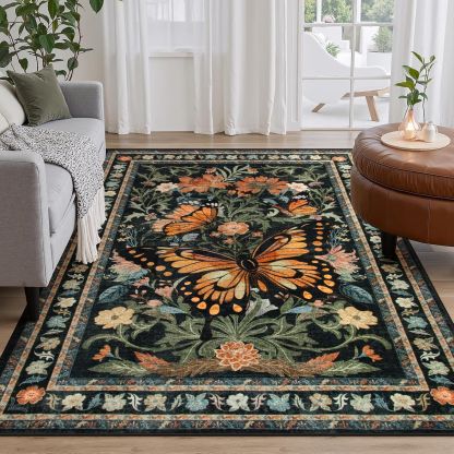 Rugava Vintage Floral Carpet Living Room Carpet Bedroom Bedside Rug Sofa Coffee Table Rug Hotel Machine washable Carpet Wholesale