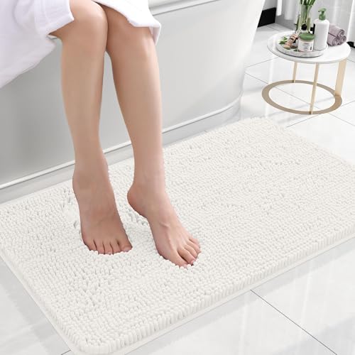 Rugava Bathroom Rugs 24x16, Extra Soft Absorbent Chenille Bath Rugs, Rubber Backing Quick Dry, Machine Washable Bath Mats for Bathroom Floor, Tub and Shower, Home Decor Accessories, Ochre