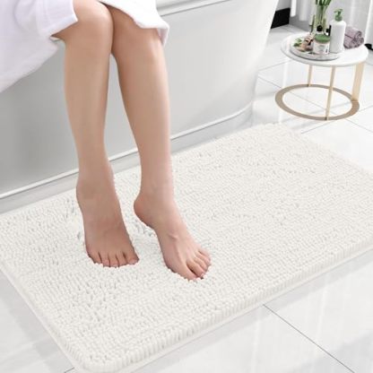 Rugava Bathroom Rugs 24x16, Extra Soft Absorbent Chenille Bath Rugs, Rubber Backing Quick Dry, Machine Washable Bath Mats for Bathroom Floor, Tub and Shower, Home Decor Accessories, Ochre
