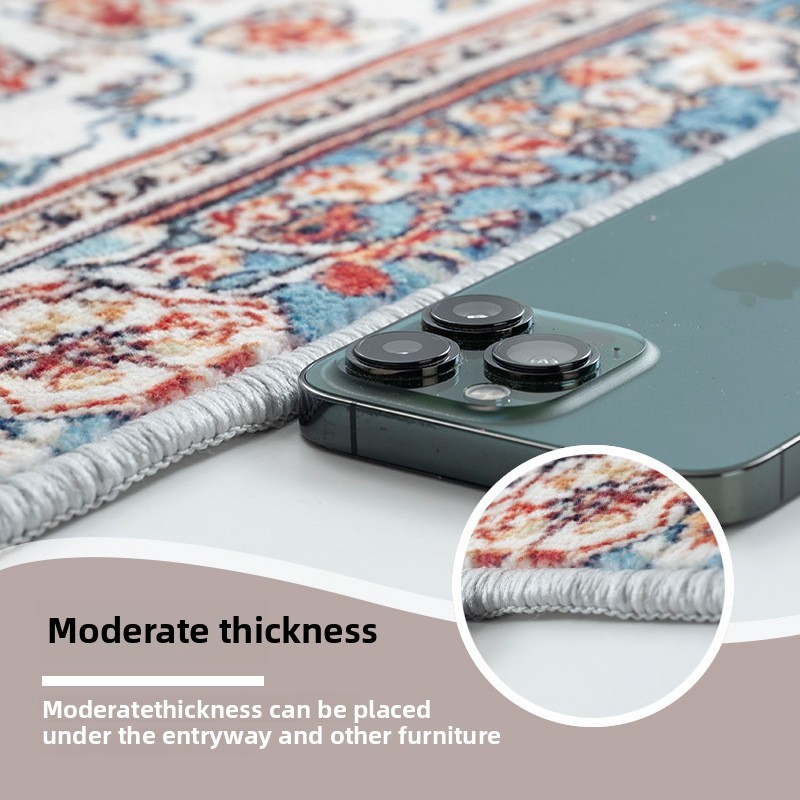 Machine Washable Carpet Living Room Coffee Table Vintage Washable Foldable Non-Slip Fine Cashmere Blanket