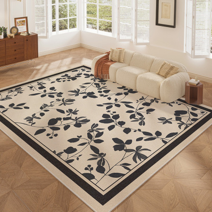 French Style Carpet for Living Room, Stain Resistant and Easy to Clean, Full Loop Pile for Bedroom, Waterproof Carpet for Home Use, Suitable for Coffee Table and Sofa, Large Area