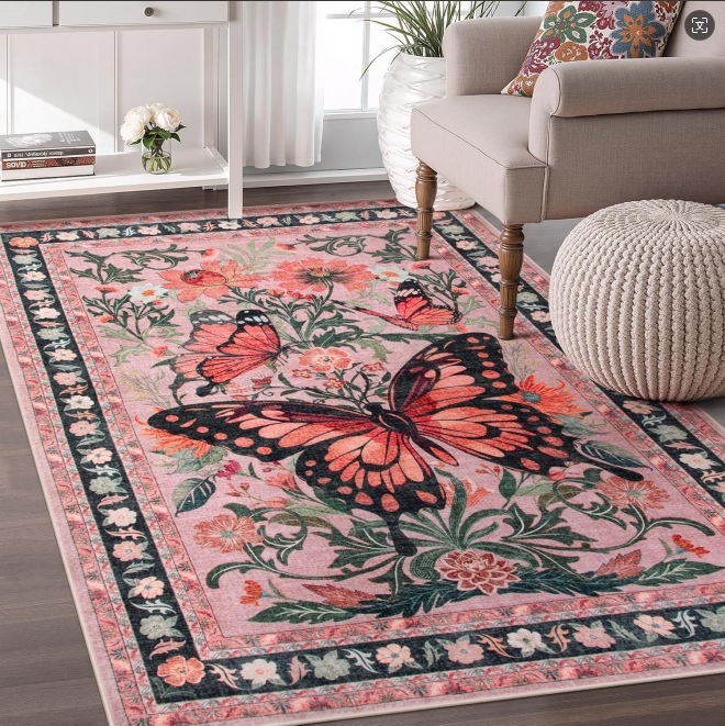 Rugava Vintage Floral Carpet Living Room Carpet Bedroom Bedside Rug Sofa Coffee Table Rug Hotel Machine washable Carpet Wholesale
