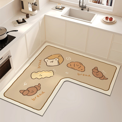 New Diatomaceous Earth Kitchen Mat Cartoon Water Absorbent Oil Absorbent Non-Slip Dirt-Resistant Household Wear-Resistant Cuttable Mat