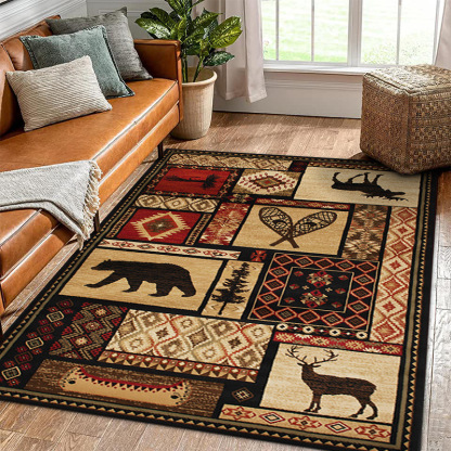 Rugava Vintage American Ethnic Style Home Living Room Sofa Coffee Table Bedroom Bedside Rug Balcony Non-Slip Rug