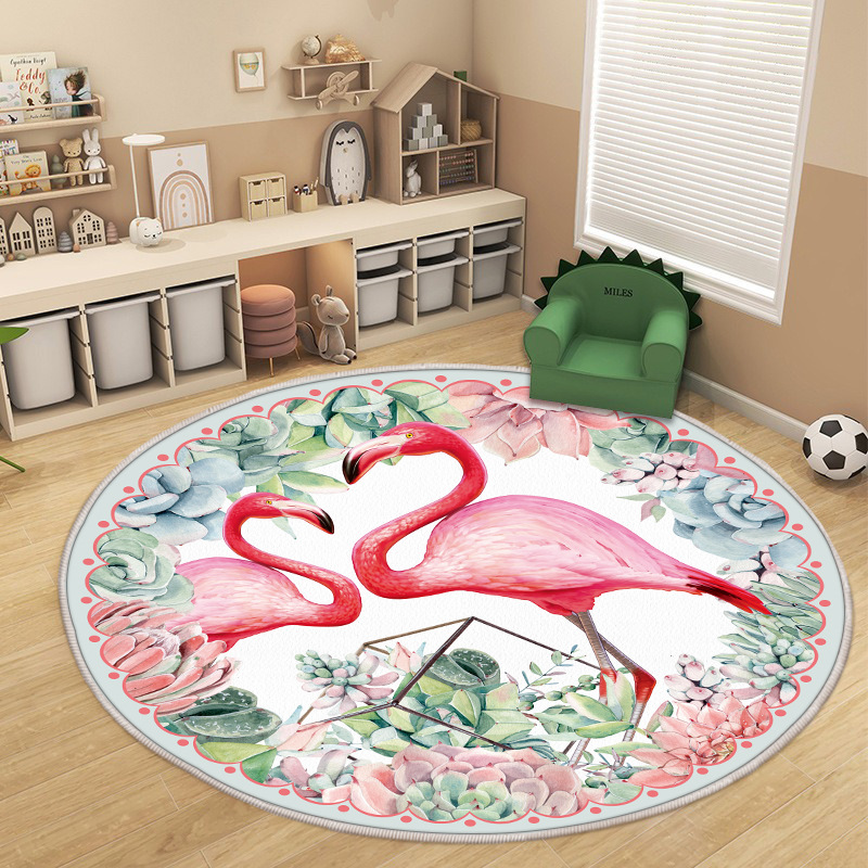 Cross-border Round Carpet Children's Bedroom Bedside Rug Baby Crawling Mat Cute Cartoon Animal Carpet Wholesale