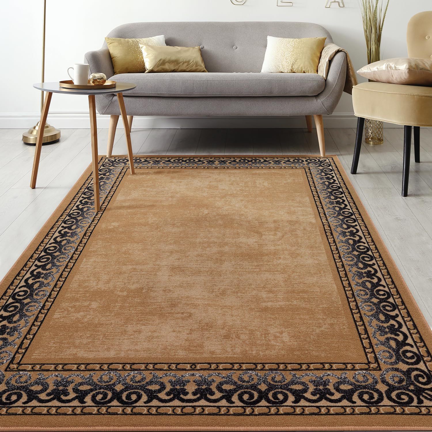 Light Luxury Printed Carpet for Living Room, Stain-Resistant Full Carpet for Bedroom, Ready Stock Decorative Carpet