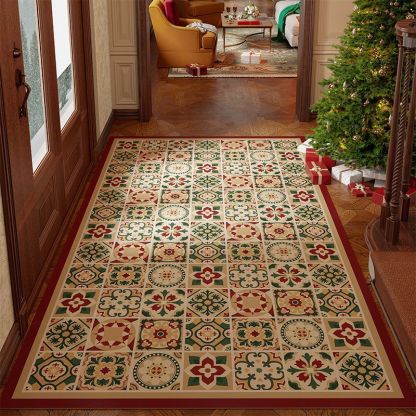Christmas Wash-Free American Retro Entryway Leather Doormat Non-Slip Customizable