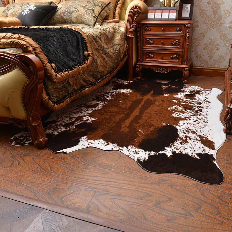 Rugava Modern Minimalist Faux Fur Carpet Indoor Living Room Bedroom Rug Faux Leather Zebra Animal Skin Pattern