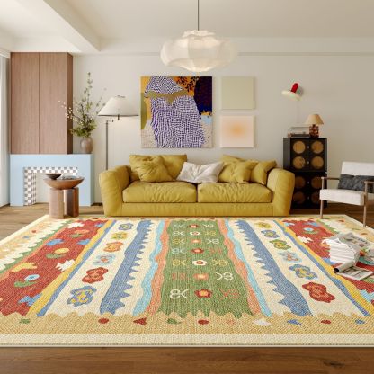 Rugava Colorful Persian Carpet Living Room Sofa Coffee Table Rug Full Coverage Bedroom Bedside Rug Decorative Carpet
