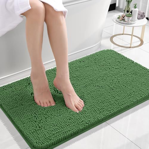 Rugava Bathroom Rugs 24x16, Extra Soft Absorbent Chenille Bath Rugs, Rubber Backing Quick Dry, Machine Washable Bath Mats for Bathroom Floor, Tub and Shower, Home Decor Accessories, Ochre