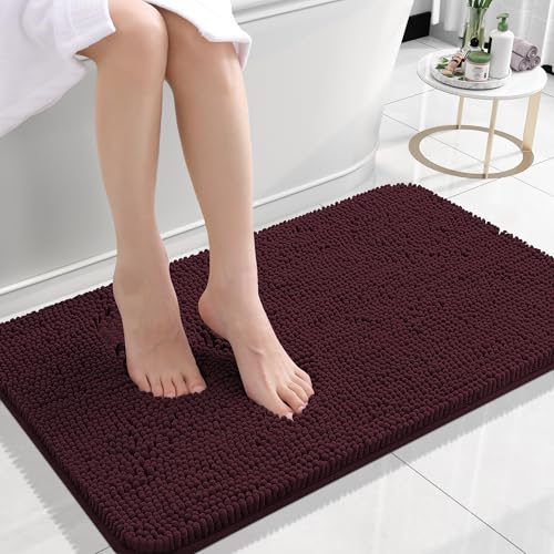 Rugava Bathroom Rugs 24x16, Extra Soft Absorbent Chenille Bath Rugs, Rubber Backing Quick Dry, Machine Washable Bath Mats for Bathroom Floor, Tub and Shower, Home Decor Accessories, Ochre