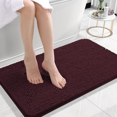 Rugava Bathroom Rugs 24x16, Extra Soft Absorbent Chenille Bath Rugs, Rubber Backing Quick Dry, Machine Washable Bath Mats for Bathroom Floor, Tub and Shower, Home Decor Accessories, Ochre