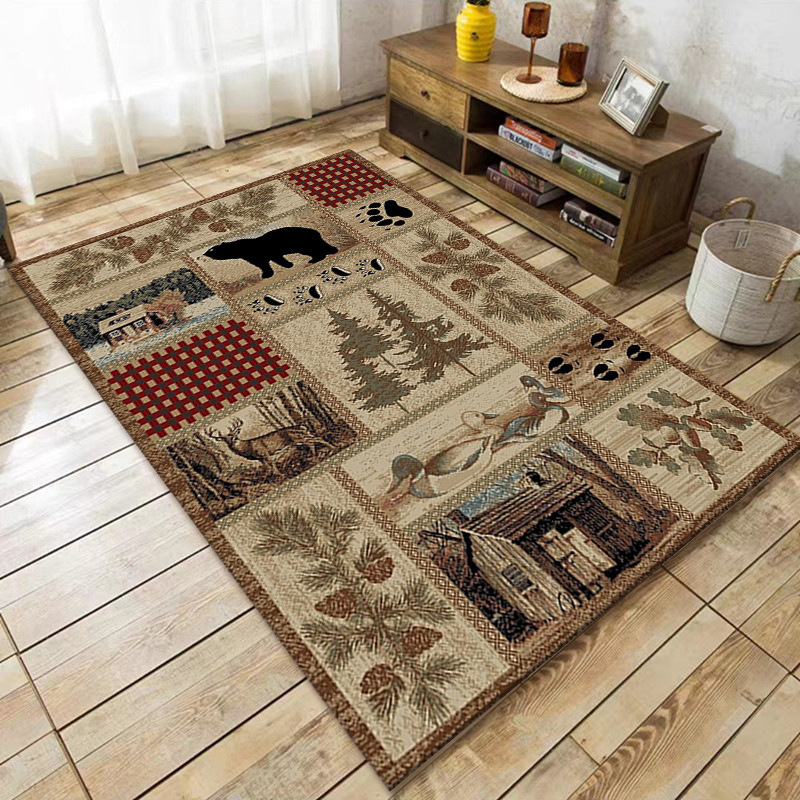 Rugava Vintage American Ethnic Style Home Living Room Sofa Coffee Table Bedroom Bedside Rug Balcony Non-Slip Rug