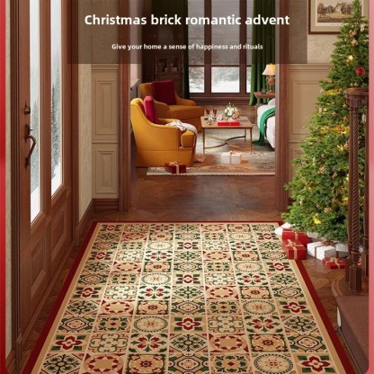 Christmas Wash-Free American Retro Entryway Leather Doormat Non-Slip Customizable