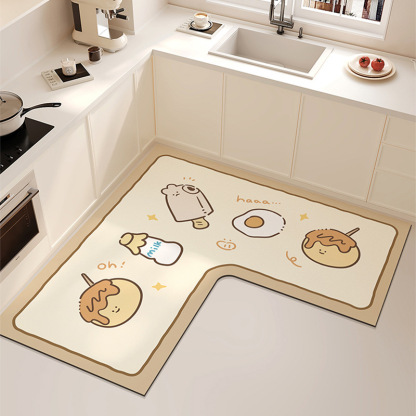 New Diatomaceous Earth Kitchen Mat Cartoon Water Absorbent Oil Absorbent Non-Slip Dirt-Resistant Household Wear-Resistant Cuttable Mat