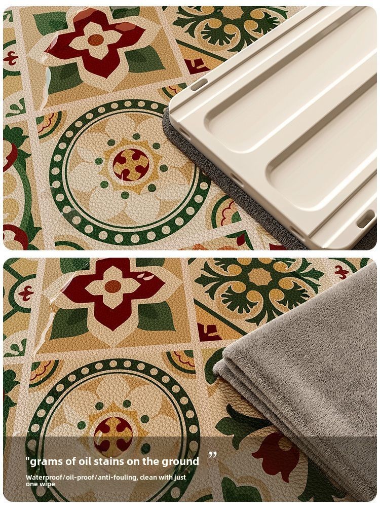 Christmas Wash-Free American Retro Entryway Leather Doormat Non-Slip Customizable