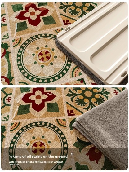 Christmas Wash-Free American Retro Entryway Leather Doormat Non-Slip Customizable