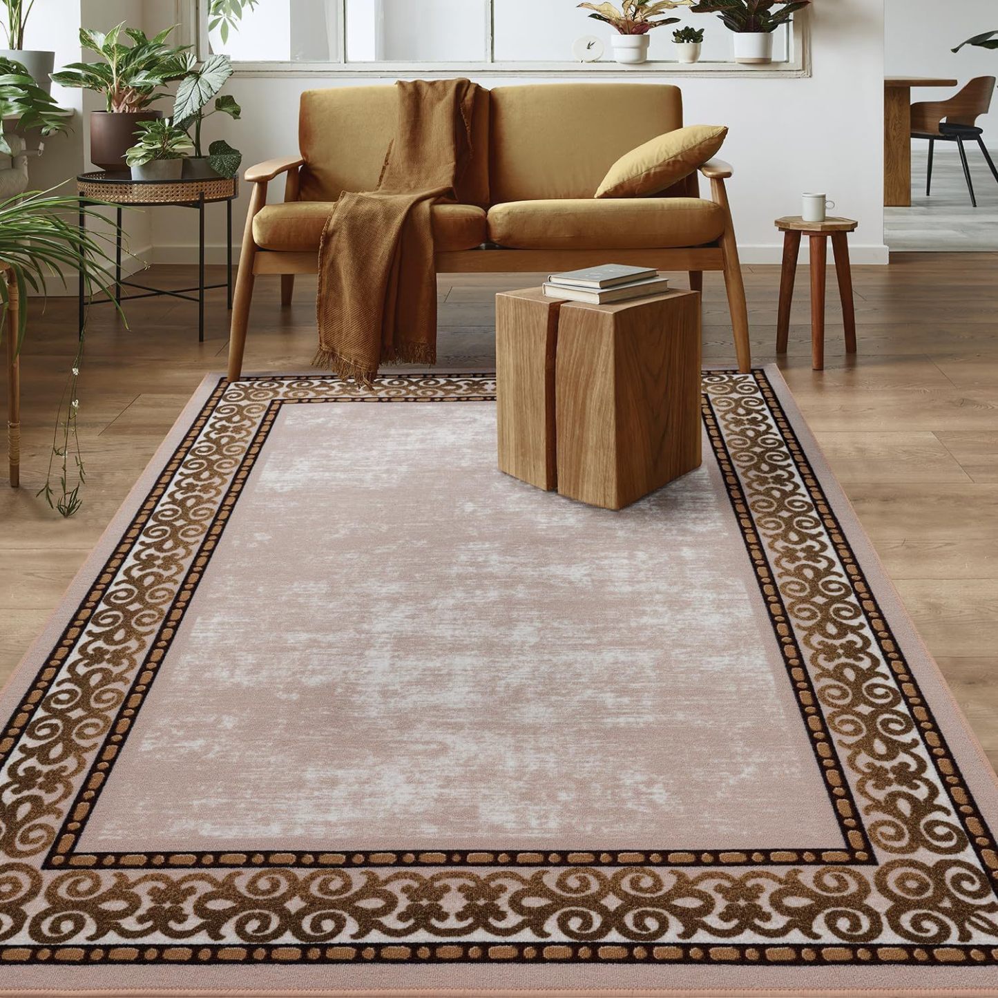 Light Luxury Printed Carpet for Living Room, Stain-Resistant Full Carpet for Bedroom, Ready Stock Decorative Carpet