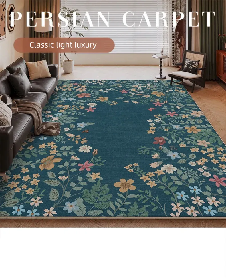 Rugava Persian Carpet Living Room Stain Resistant Easy to Clean Machine Washable Foldable Imitation Cashmere Carpet Bedroom