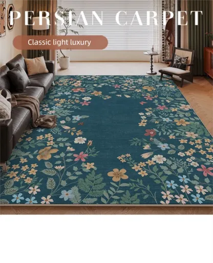 Rugava Persian Carpet Living Room Stain Resistant Easy to Clean Machine Washable Foldable Imitation Cashmere Carpet Bedroom