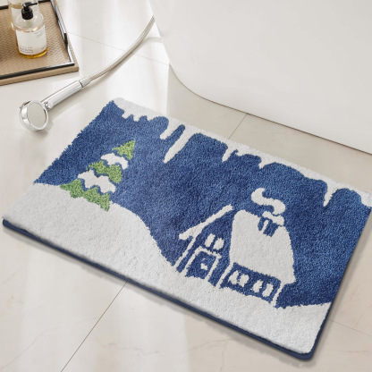 Cross-border Simple INS Style Flocked Absorbent Bathroom Mat Non-slip Quick-dry Customizable Bathroom Doorway Foot Mat Floor Mat