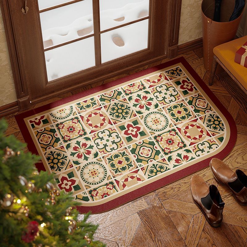 Christmas Wash-Free American Retro Entryway Leather Doormat Non-Slip Customizable