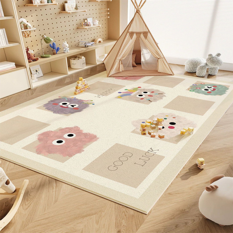 Rugava Cartoon Colorful Pom-Pom Carpet for Children's Room Baby Reading Area Entertainment Play Mat Bedroom Full Carpet