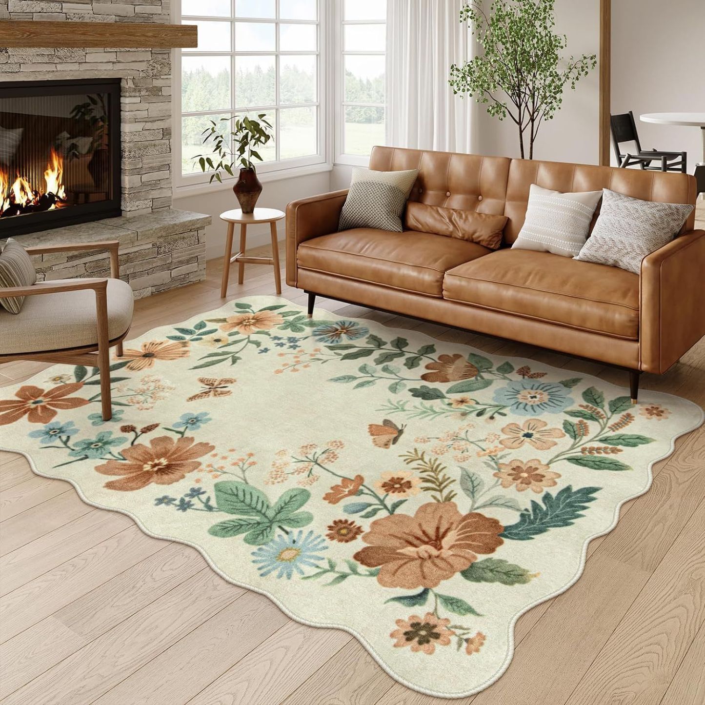 Rugava Vintage Floral Carpet Living Room Carpet Bedroom Bedside Rug Sofa Coffee Table Rug Hotel Machine washable Carpet Wholesale