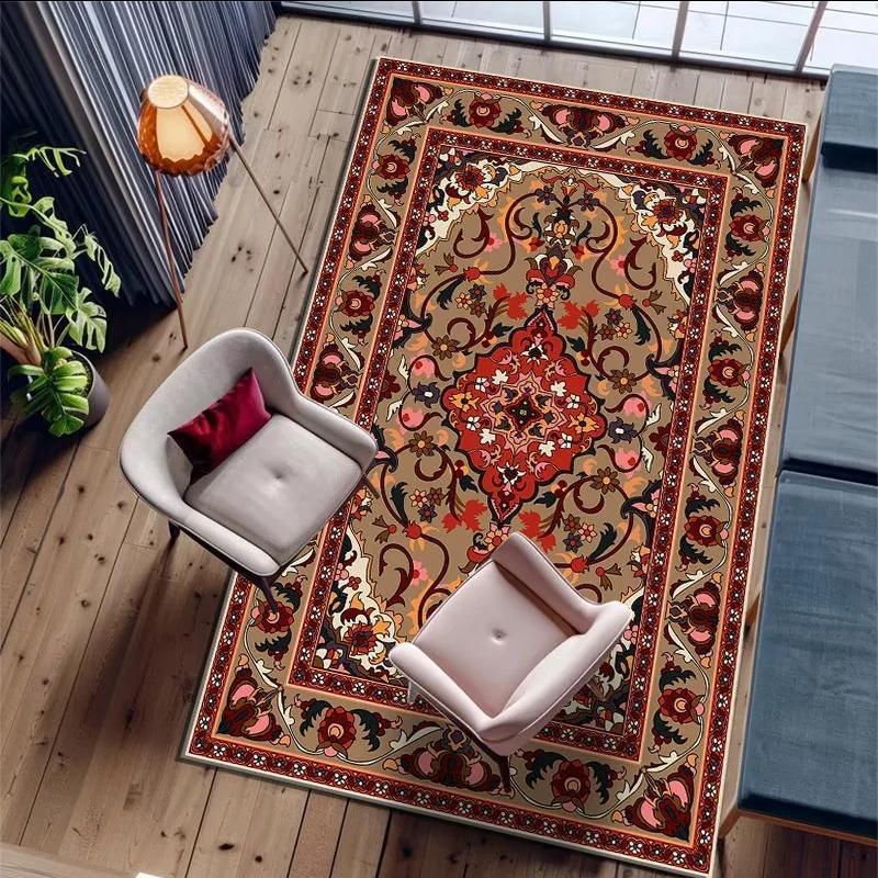 Loop Pile Turkish Vintage Carpet European Style Living Room Persian Carpet Bedroom Sofa Coffee Table Bedside Ethnic Style Rug