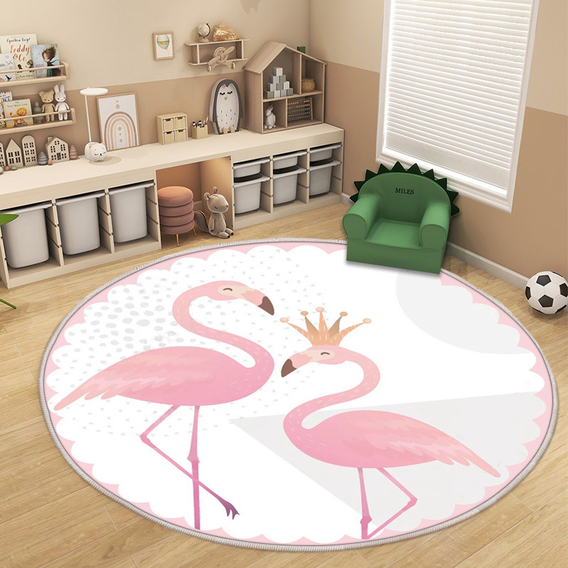 Cross-border Round Carpet Children's Bedroom Bedside Rug Baby Crawling Mat Cute Cartoon Animal Carpet Wholesale