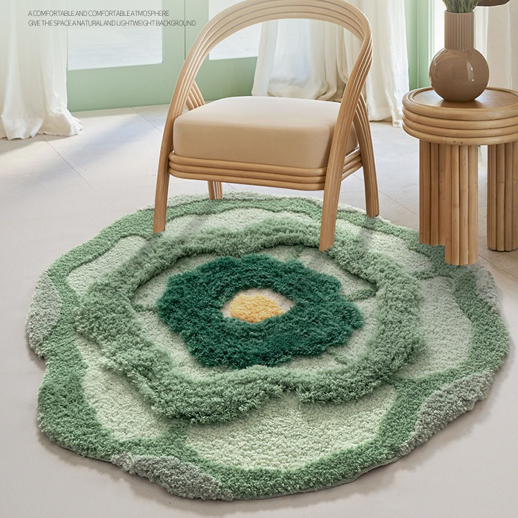 Pink Flower Carpet Atmosphere Advanced Thickening Living Room Carpet Creative Flocking Bedside Blanket