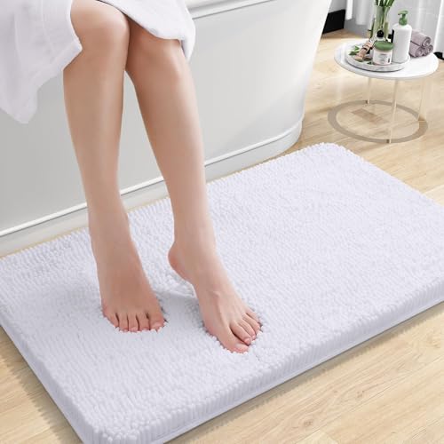 Rugava Bathroom Rugs 24x16, Extra Soft Absorbent Chenille Bath Rugs, Rubber Backing Quick Dry, Machine Washable Bath Mats for Bathroom Floor, Tub and Shower, Home Decor Accessories, Ochre