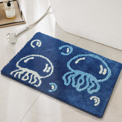 Cross-border Simple INS Style Flocked Absorbent Bathroom Mat Non-slip Quick-dry Customizable Bathroom Doorway Foot Mat Floor Mat