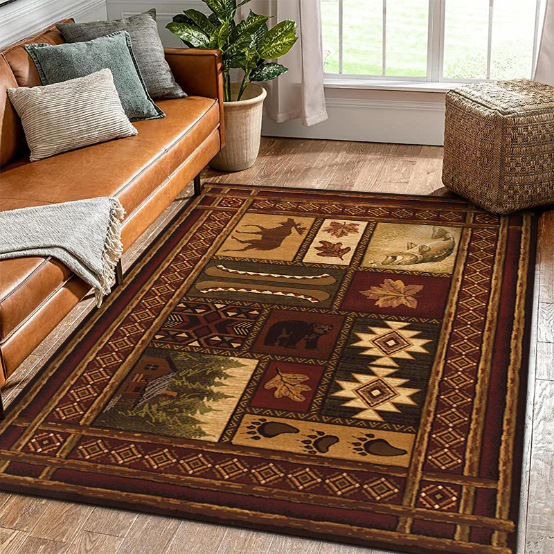Rugava Vintage American Ethnic Style Home Living Room Sofa Coffee Table Bedroom Bedside Rug Balcony Non-Slip Rug